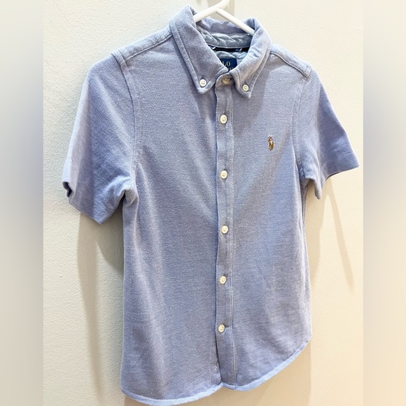 Polo by Ralph Lauren Knit Oxford Short-Sleeve Casual Shirt Boys Blue Size 4T - Picture 3 of 8